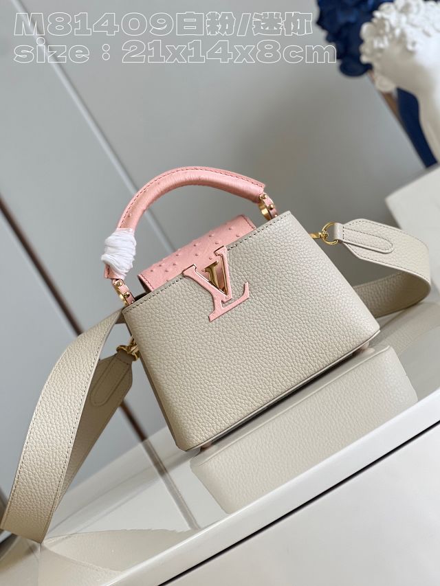 Louis vuitton original calfskin capucines mini handbag M48865 cream