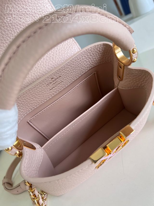 Louis vuitton original calfskin capucines mini handbag M48865 light pink