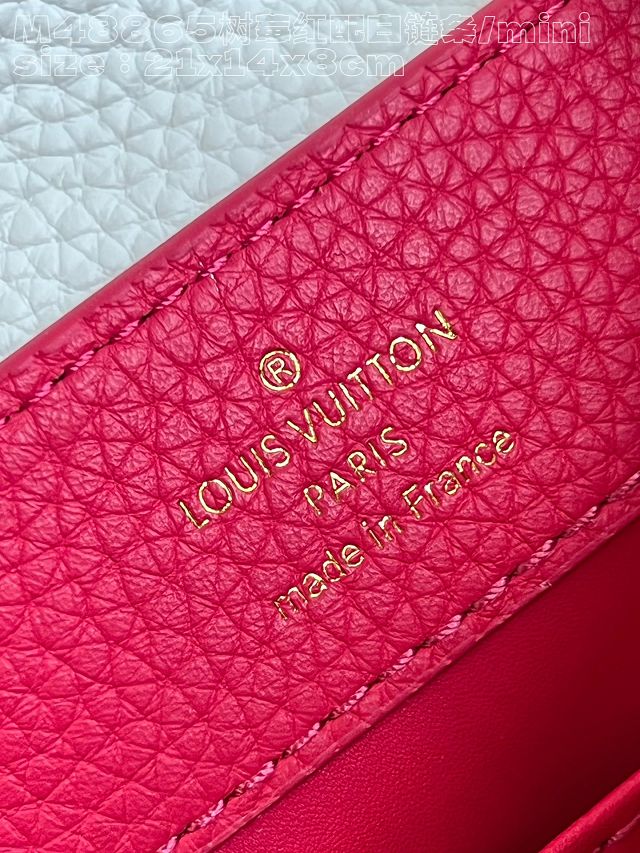 Louis vuitton original calfskin capucines mini handbag M48865 rose red&white