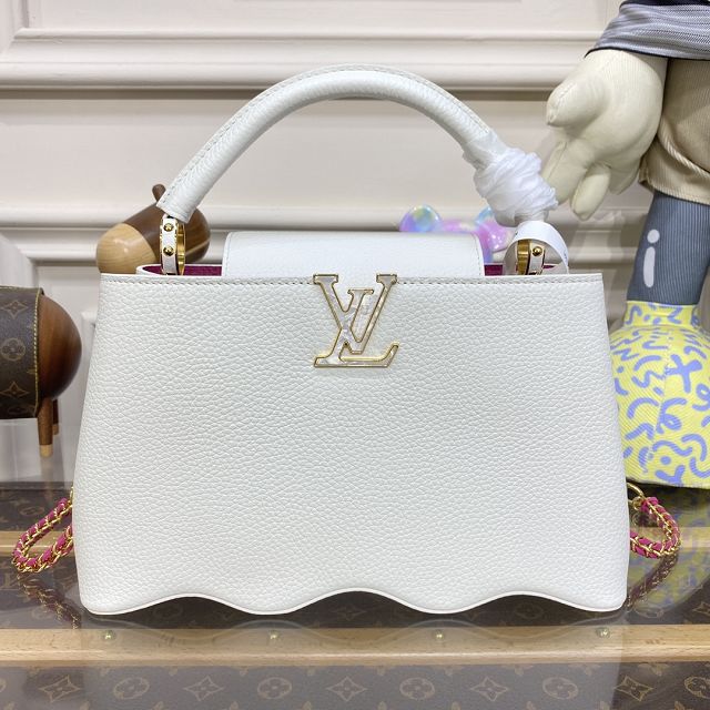 Louis vuitton original calfskin capucines mm handbag M59516 white