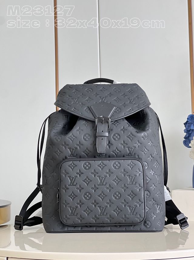 Louis vuitton original monogram calfskin montsouris backpack M23127 black