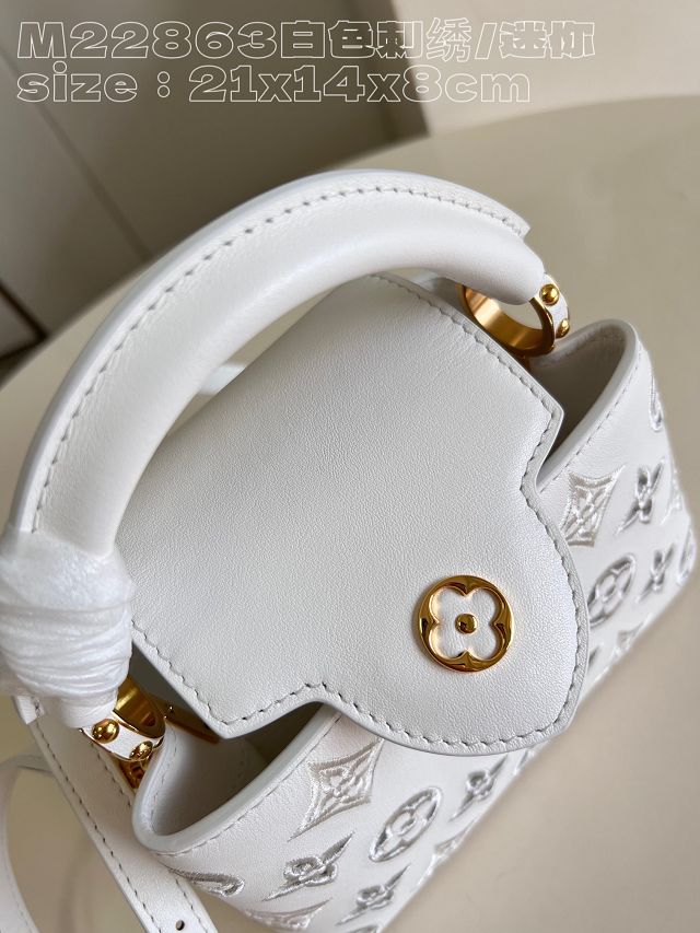 Louis vuitton original calfskin capucines mini handbag M22375 white