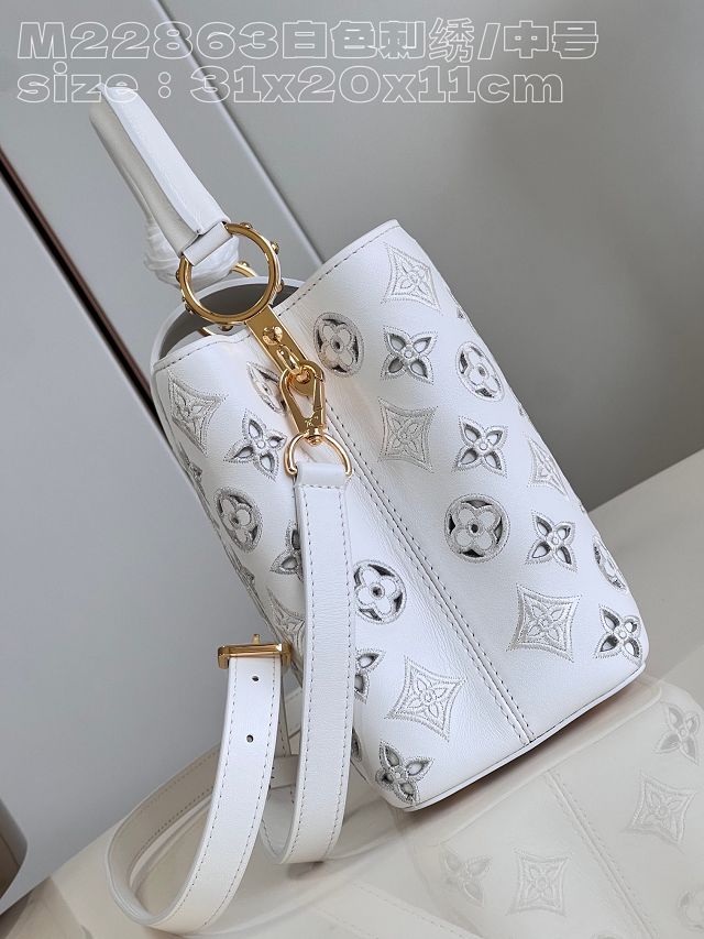 Louis vuitton original calfskin capucines mm handbag M21105 white