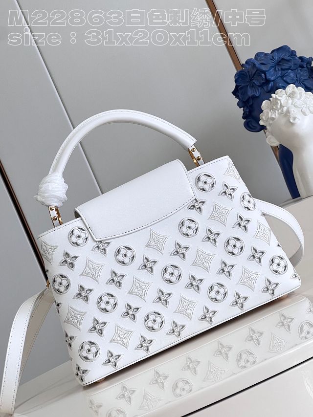 Louis vuitton original calfskin capucines mm handbag M21105 white