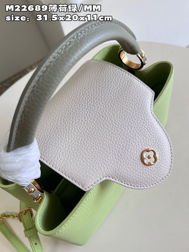 Louis vuitton original calfskin capucines mm handbag M59516 light green