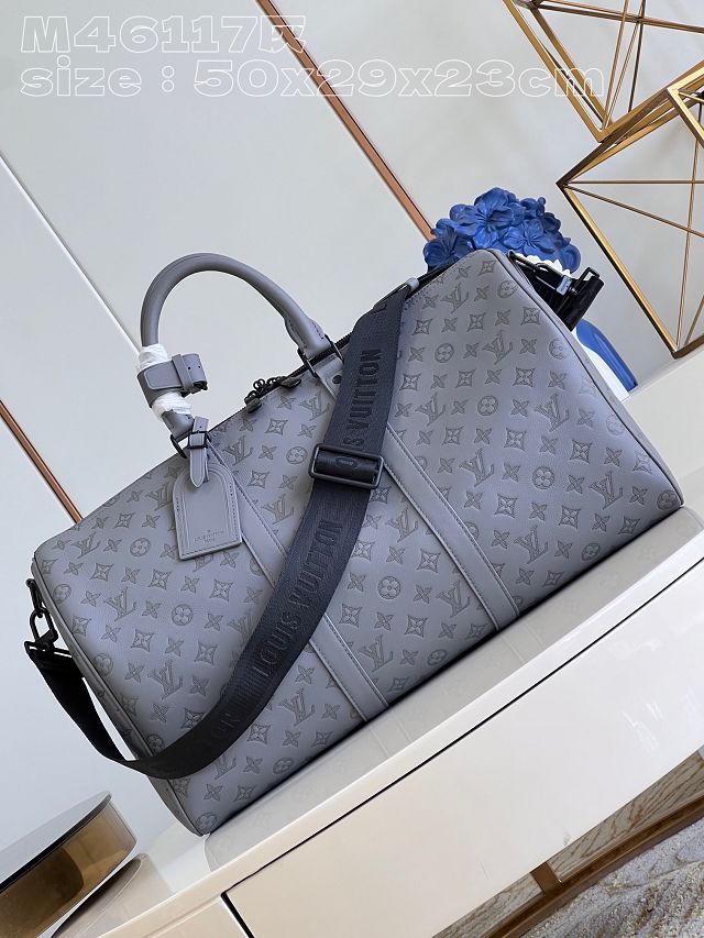 Louis vuitton original calfskin keepall 50 M46117 grey