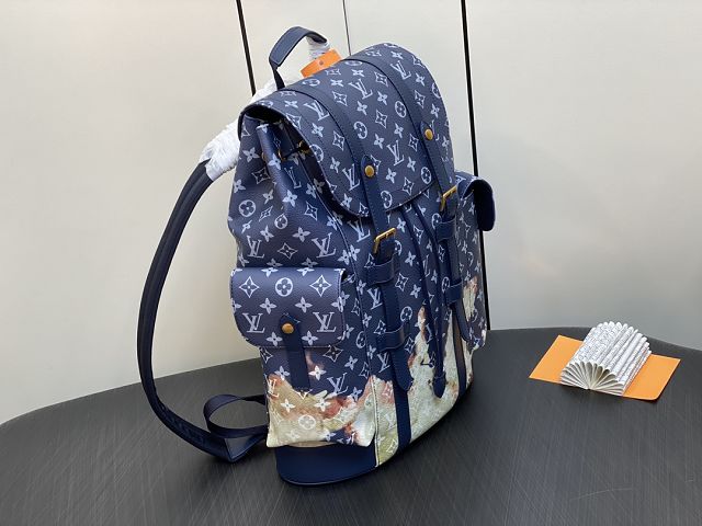 Louis vuitton original monogram canvas christopher backpack mm m41379 blue