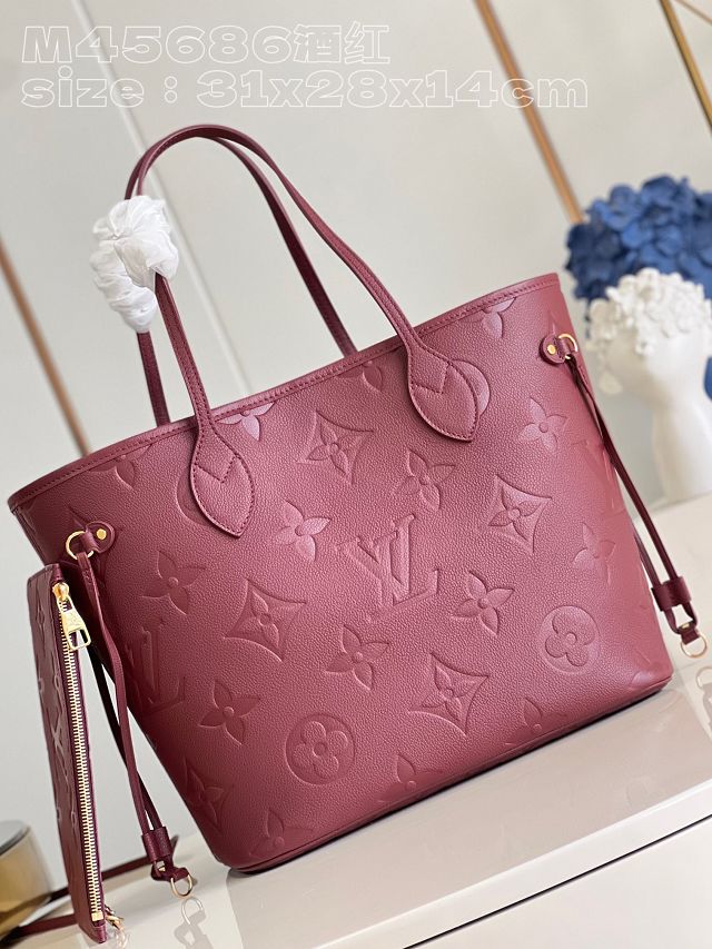 Louis vuitton original calfskin neverfull mm M46599 wine