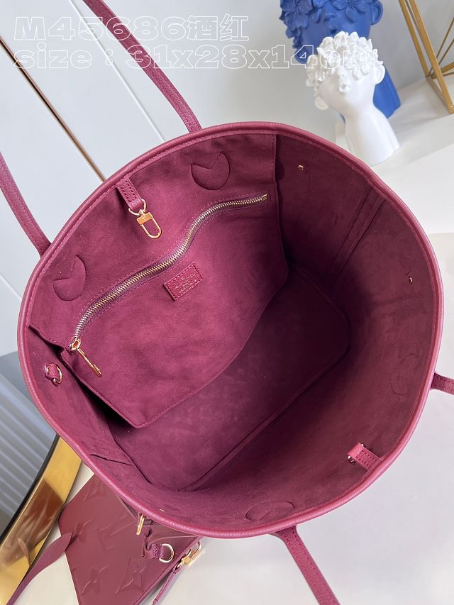 Louis vuitton original calfskin neverfull mm M46599 wine