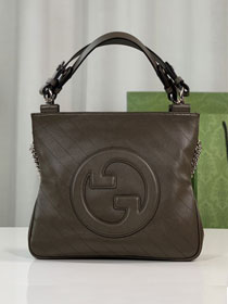 2023 GG original calfskin blondie small tote bag 751518 dark brown