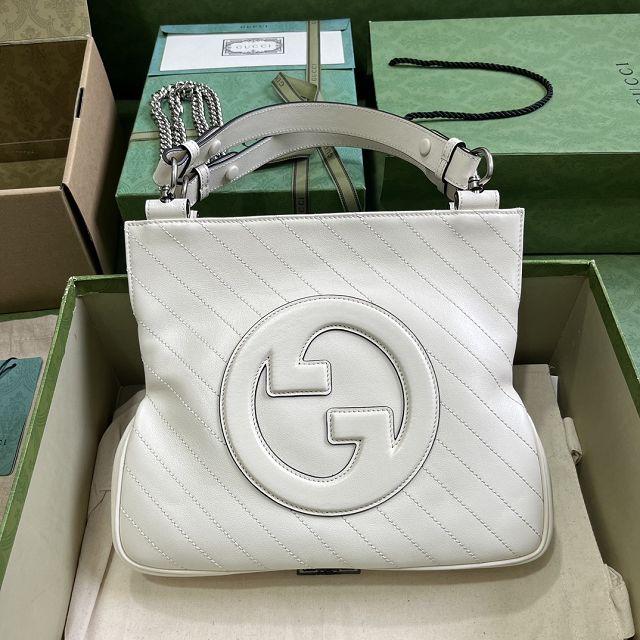 2023 GG original calfskin blondie small tote bag 751518 white