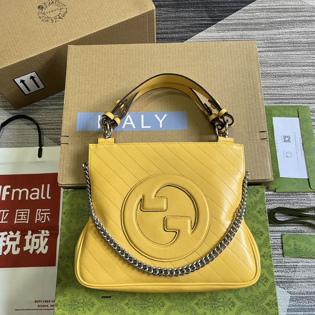 2023 GG original calfskin blondie small tote bag 751518 yellow