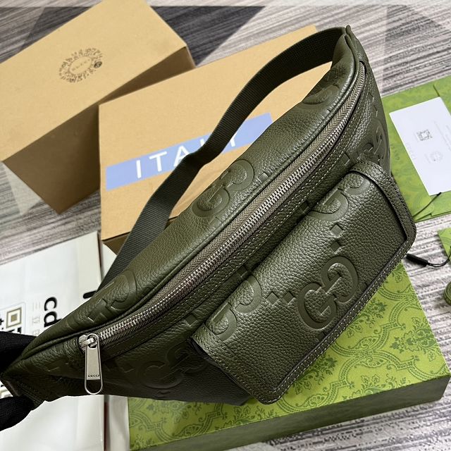 GG original calfskin belt bag 645093 dark green