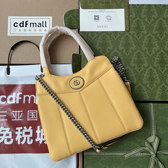 2023 GG original calfskin medium tote bag 745918 yellow