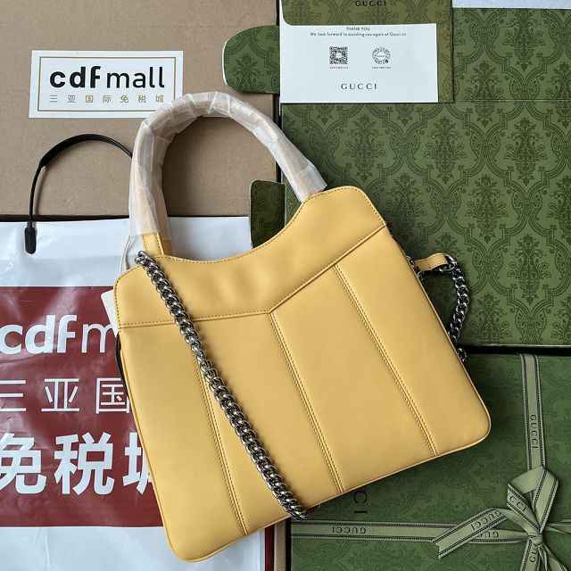 2023 GG original calfskin medium tote bag 745918 yellow