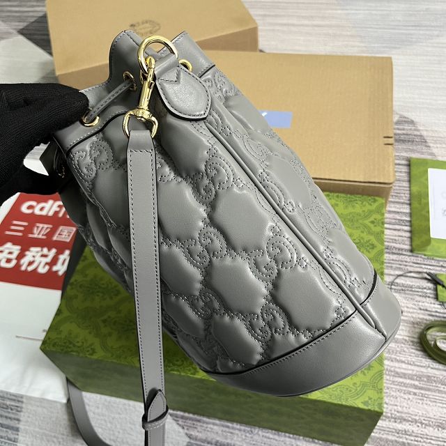 2023 GG original matelasse leather bucket bag 732448 grey