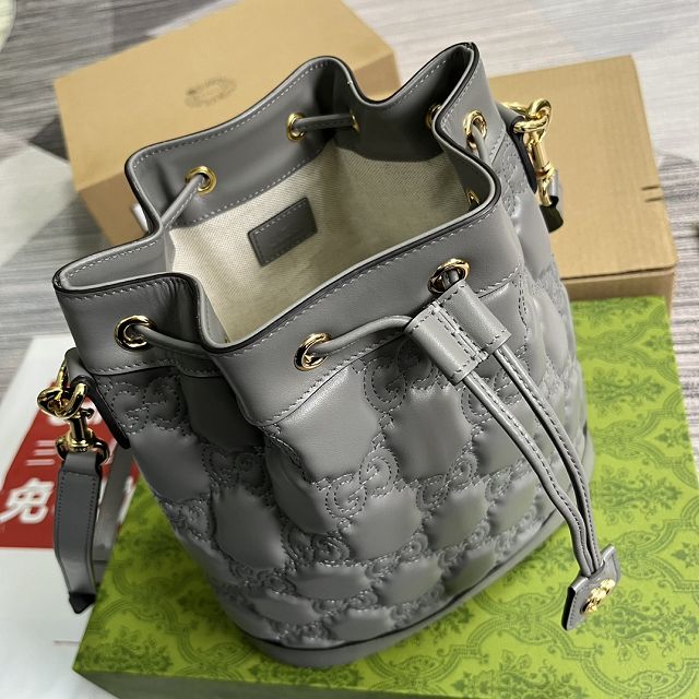 2023 GG original matelasse leather bucket bag 732448 grey