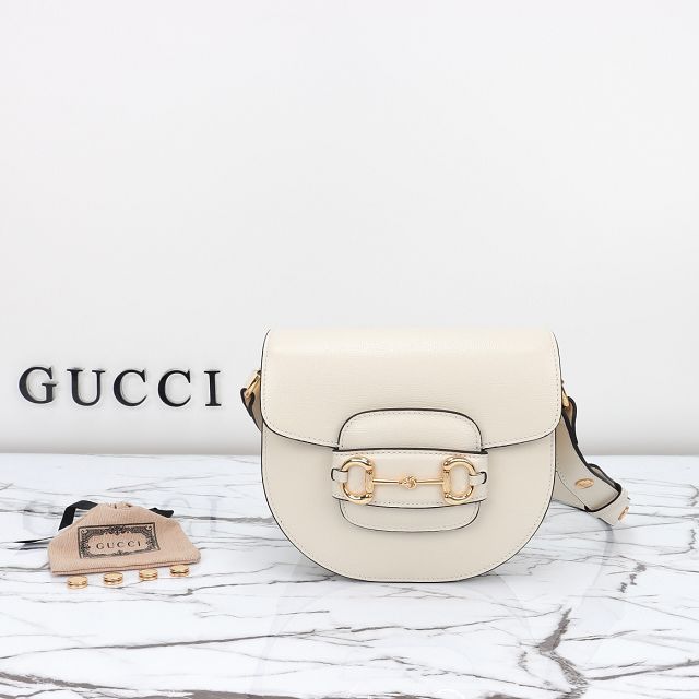 GG original calfskin horsebit 1955 mini bag 760191 white