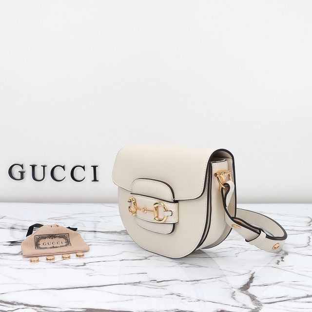 GG original calfskin horsebit 1955 mini bag 760191 white