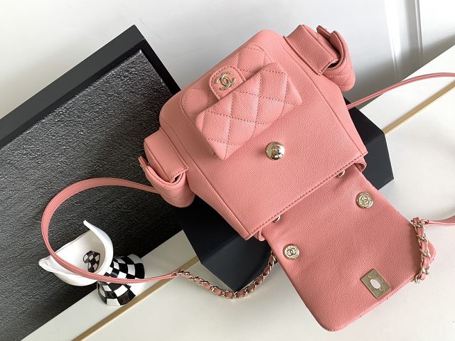 CC original grained calfskin small backpack AS4399 pink