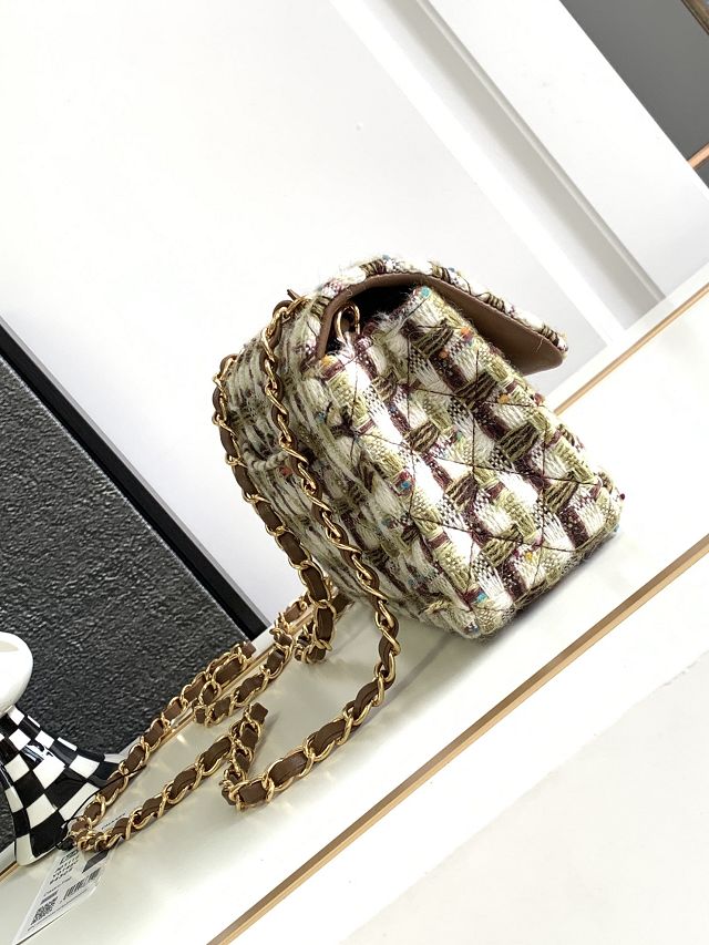 CC original tweed mini flap bag A69900 coffee&green