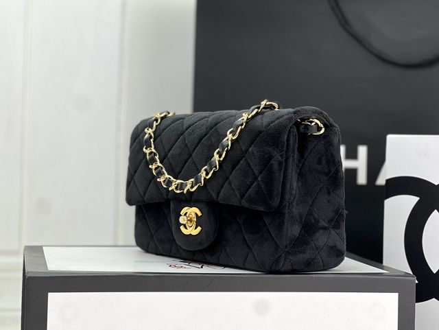 CC original velvet mini flap bag A69900 black