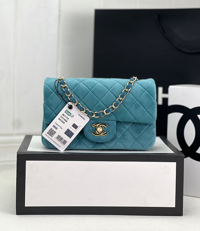 CC original velvet mini flap bag A69900 blue