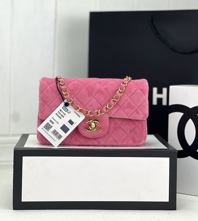 CC original velvet mini flap bag A69900 pink