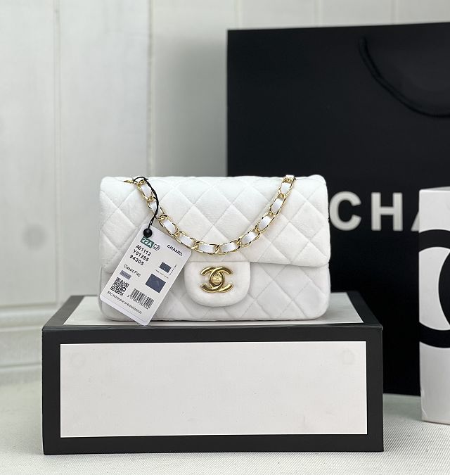 CC original velvet mini flap bag A69900 white