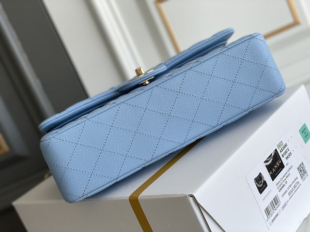 CC original grained calfskin medium flap bag A01112 blue