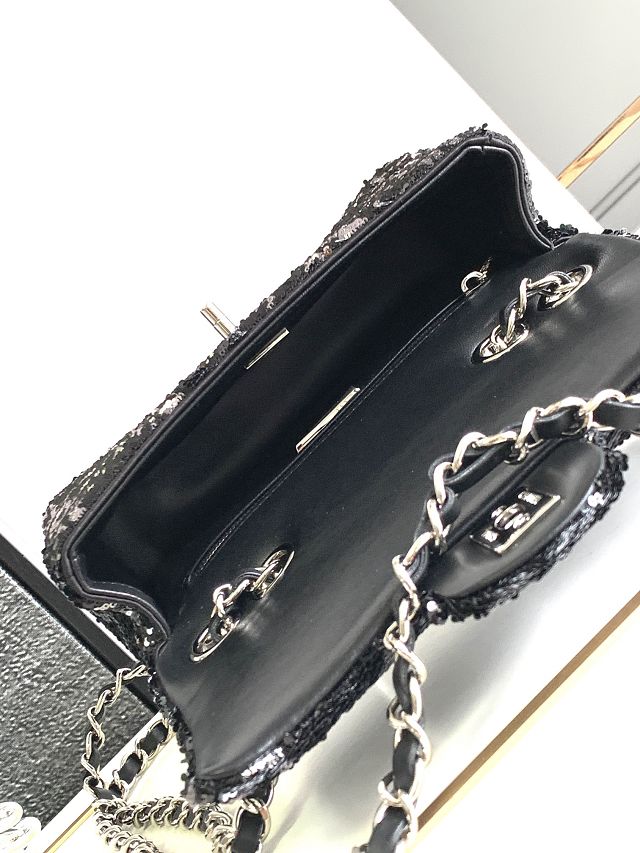 CC original sequins small flap bag AS4297 black