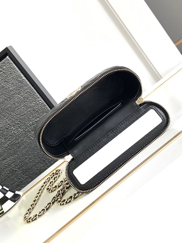 CC original lambskin clutch with chain AP3593 black