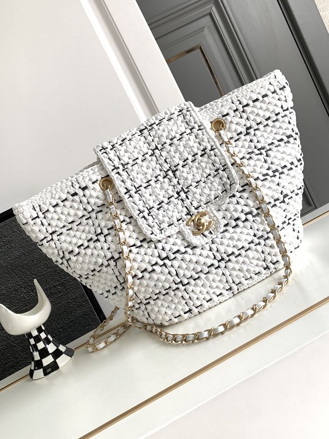 2024 CC original raffia shopping bag AS3786 white