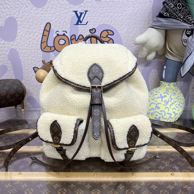 Louis vuitton original shearling backpack M23384 white