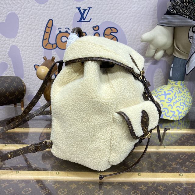 Louis vuitton original shearling backpack M23384 white