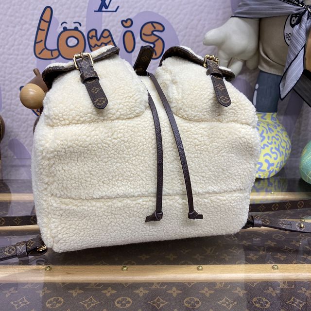 Louis vuitton original shearling backpack M23384 white