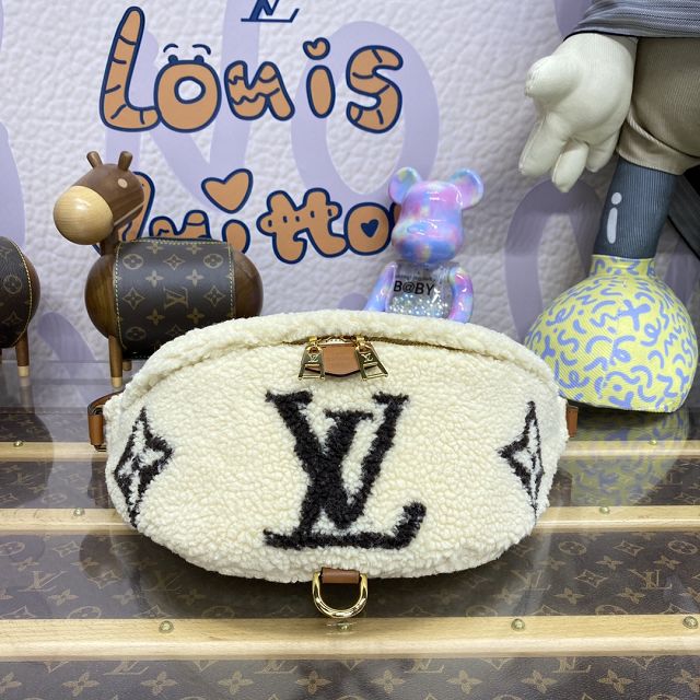 Louis vuitton original shearling bumbag M23715 white