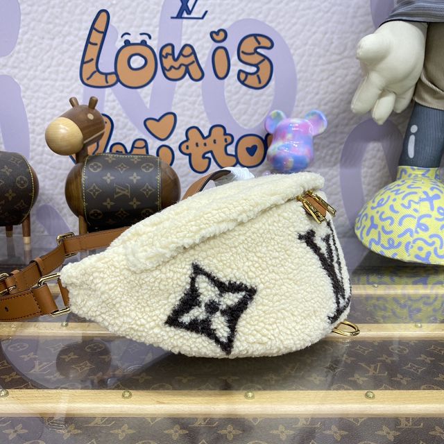 Louis vuitton original shearling bumbag M23715 white