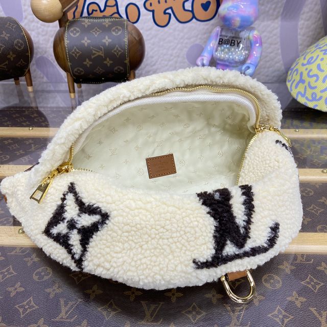 Louis vuitton original shearling bumbag M23715 white