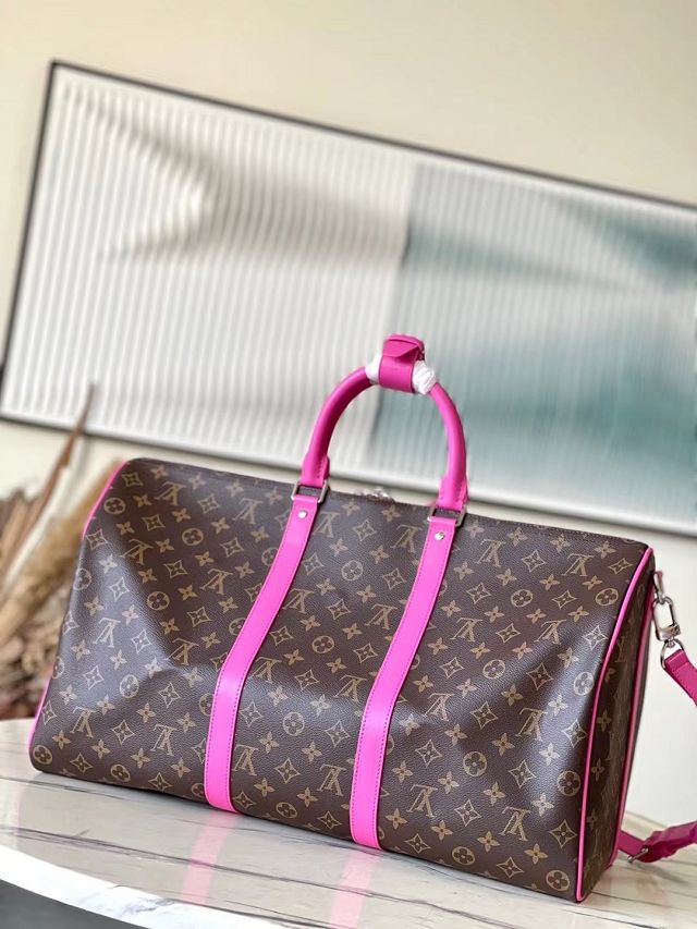 Louis vuitton original monogram canvas keepall 50 M46773 rose red