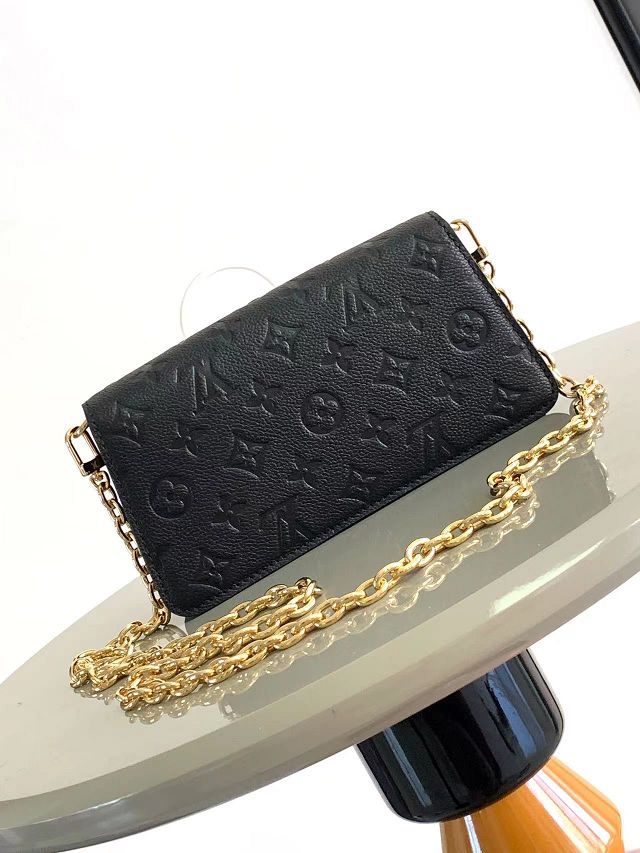 Louis vuitton original calfskin wallet on chain metis M82637 black