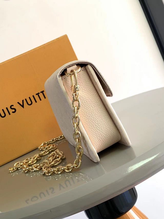 Louis vuitton original calfskin wallet on chain metis M82836 white