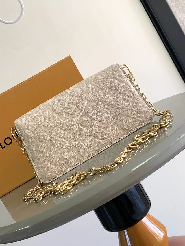 Louis vuitton original calfskin wallet on chain metis M82836 white