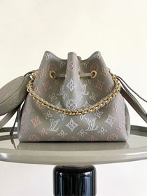 2024 Louis vuitton original mahina leather bella bucket bag M23388 grey