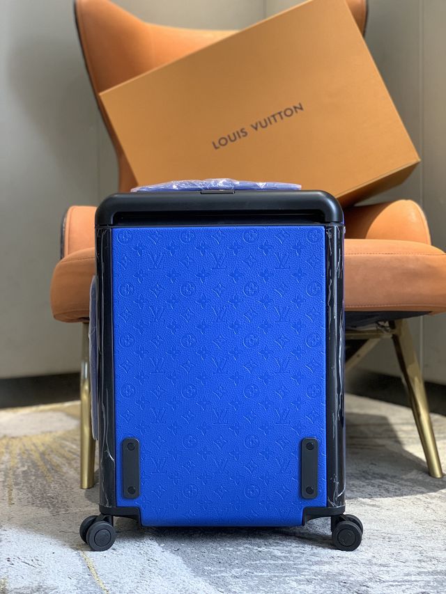 Louis vuitton original calfskin horizon 55 rolling luggage M46115 blue