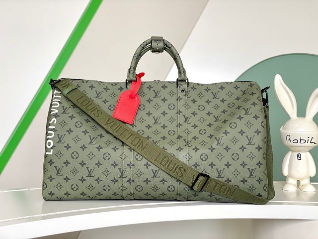 Louis vuitton original monogram canvas keepall 55 M23963 green