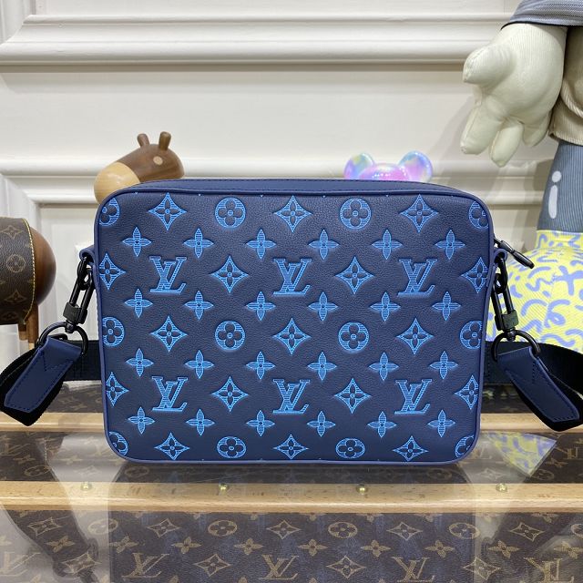 Louis vuitton original calfskin trio messenger bag M46263 blue