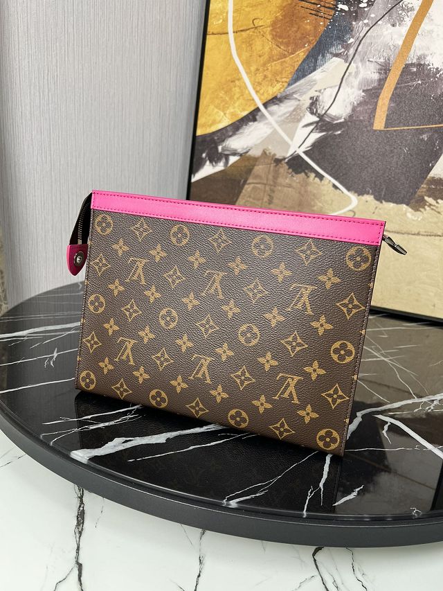 Louis vuitton original monogram canvas voyage pochette M82858 rose red