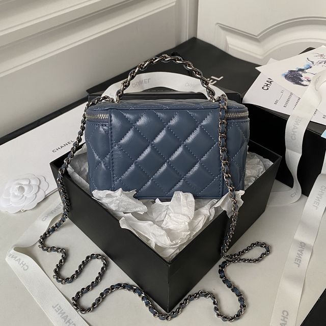 CC original crumpled calfskin clutch with chain AP3593 navy blue