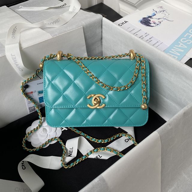 2024 CC original calfskin mini flap bag AS2615 green